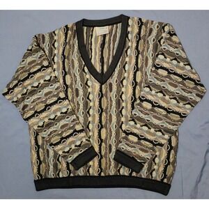 Vtg COOGI 90s Pastel 3d Chunky Knit Hip Hop Biggie V-neck Sweater Australia